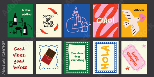 Modern abstract food illustrations for kitchen and dining spaces. Playful and stylish compositions inspired by Matisse, ideal for cafes, restaurants, and home decor. Minimalist and vibrant prints for 