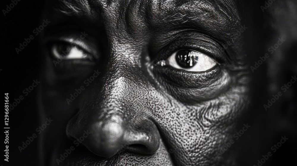 Close-up portrait of an elderly man's expressive face showcasing deep wrinkles and intense gaze Close-up portrait of an elderly man's expressive face showcasing deep wrinkles and intense gaze