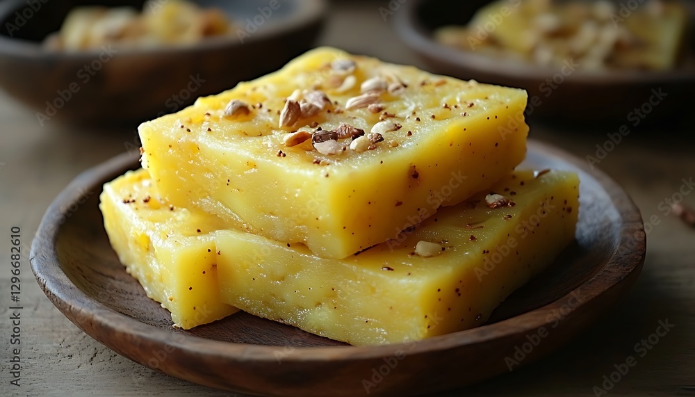 Sweet Indian dessert bars on plate Sweet Indian dessert bars on plate