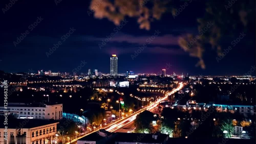 Moving Night City Lights - Dreamy Bokeh. Moving Night City Lights - Dreamy Bokeh.
