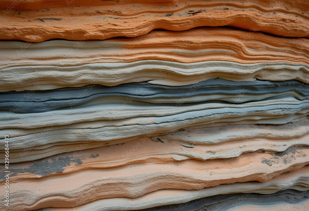 Close-up of Sedimentary Rock Layers – Detailed Textures and Colors Formed Over Millennia Close-up of Sedimentary Rock Layers – Detailed Textures and Colors Formed Over Millennia