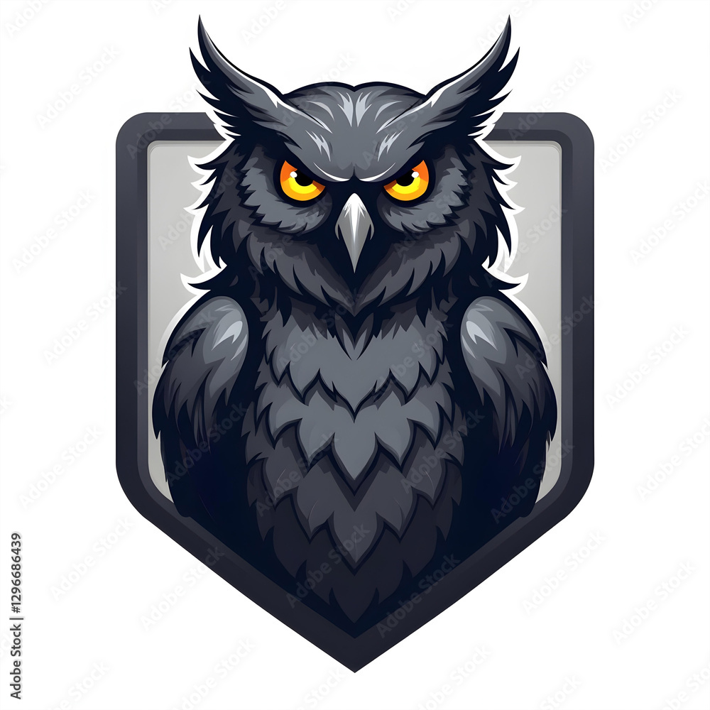 Modern grey owl mascot logo for gaming teams, cyber players, and social networks