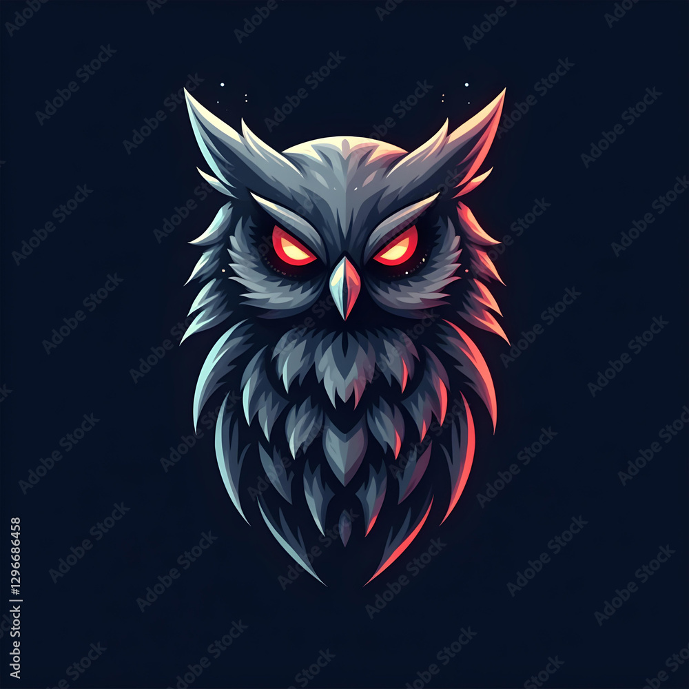 Modern grey owl mascot logo for gaming teams, cyber players, and social networks