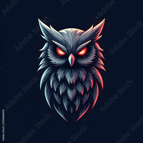 Obraz na płótnie Modern grey owl mascot logo for gaming teams, cyber players, and social networks w salonie