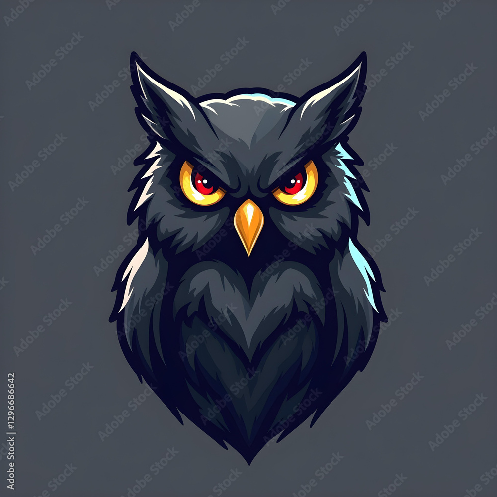 Modern grey owl mascot logo for gaming teams, cyber players, and social networks