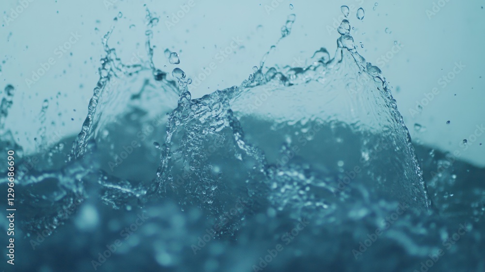 Water Splash Creates Dynamic Abstract Shape with Droplets and Motion Water Splash Creates Dynamic Abstract Shape with Droplets and Motion