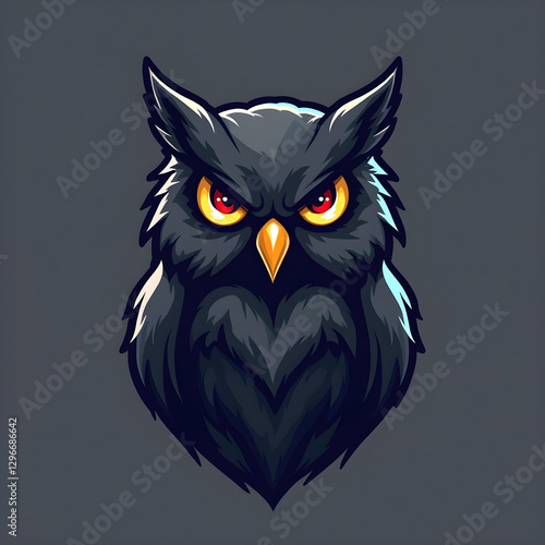 Obraz na płótnie Modern grey owl mascot logo for gaming teams, cyber players, and social networks w salonie