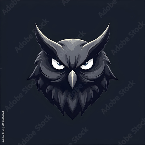 Obraz na płótnie Modern grey owl mascot logo for gaming teams, cyber players, and social networks w salonie