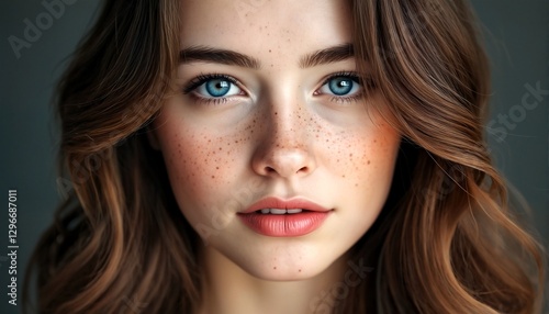 Wallpaper Mural Portrait of a woman with long brown hair and blue eyes. Torontodigital.ca