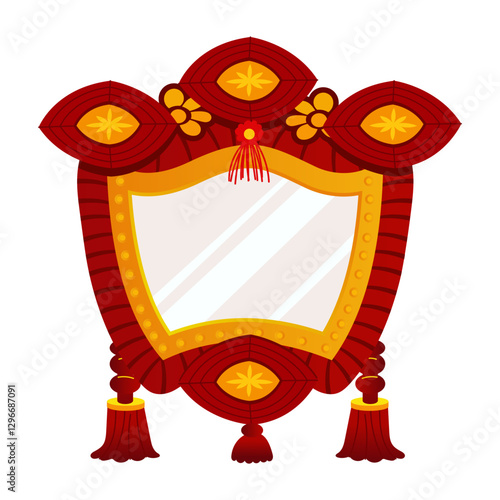 Flat illustration depicting traditional chinese mirror