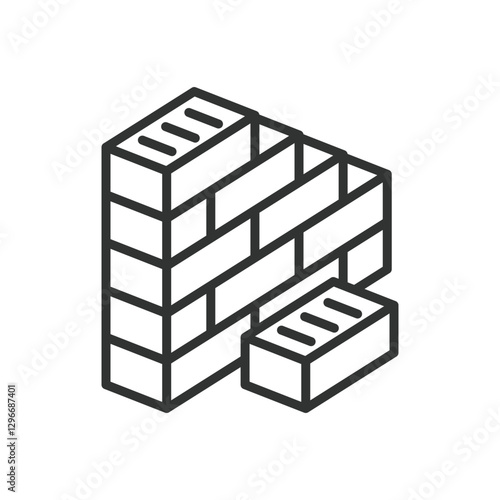 Bricks, icon in line design. Bricks, construction, masonry, wall, building, bricklayer, cement on white background vector. Bricks editable stroke icon