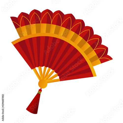 Flat illustration of a traditional chinese paper fan