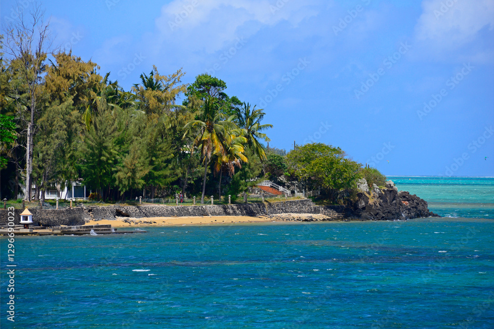 Baie du Cap, Savanne district, Southern Mauritius, Mauritius, Africa : at left on the beach - Marathi Place of worship for Lord Ganesha