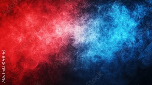 A bold red and blue background with a clean gradient blending the two colors.