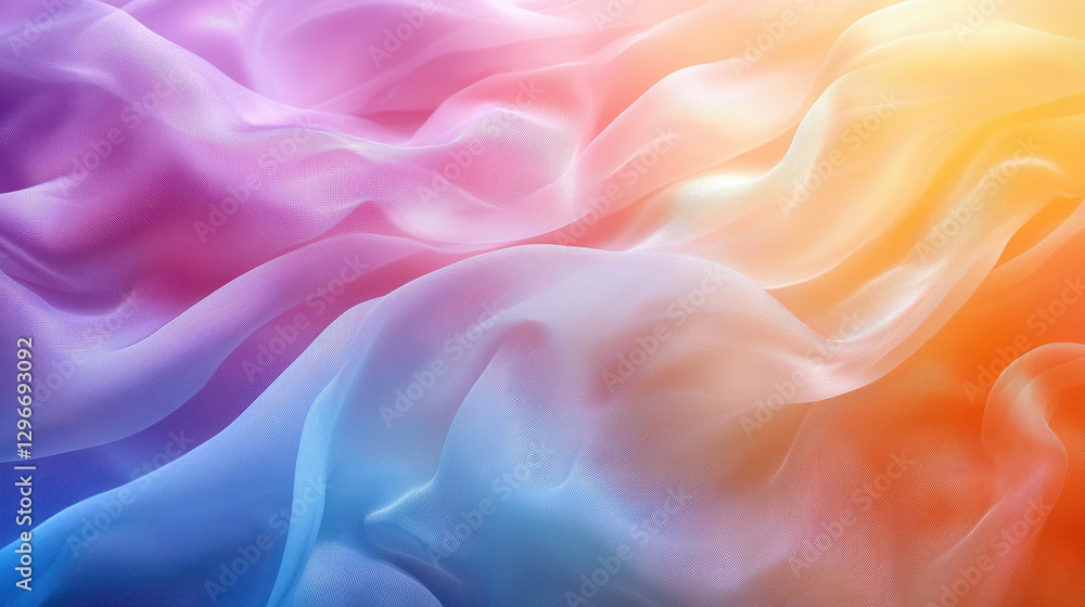 Colorful Draped Fabric with Rainbow Gradient and Abstract Pattern Colorful Draped Fabric with Rainbow Gradient and Abstract Pattern