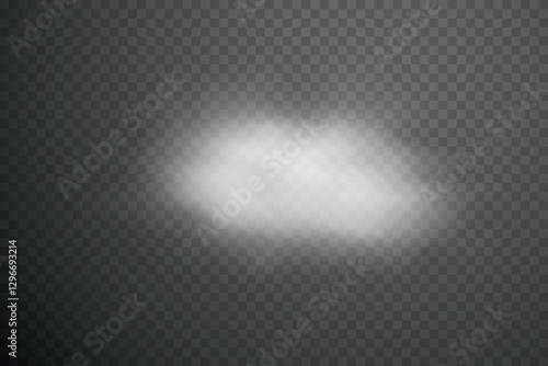 Smoke effect background. Realistic decorative fog in the air, vapor, creeping smoke puff. Layout of cloudy smog. Transparency vector illustration.