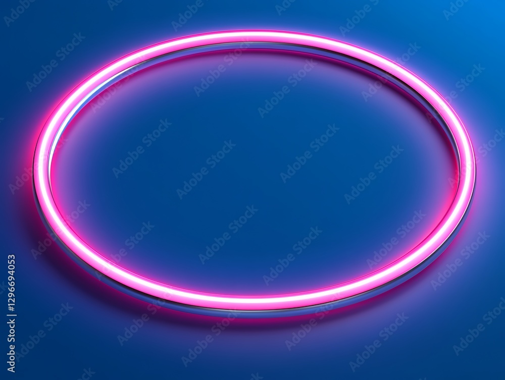 Fototapeta premium Neon Oval Glows on Blue. Background design use
