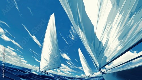 Dynamic Yachting Scene Under Bright Sky
