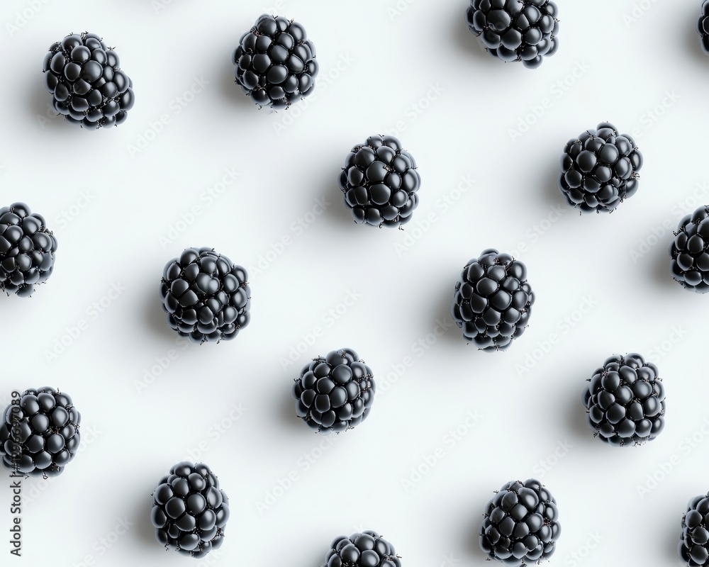 Fresh Blackberries Arranged on White Background for Food Photography Fresh Blackberries Arranged on White Background for Food Photography