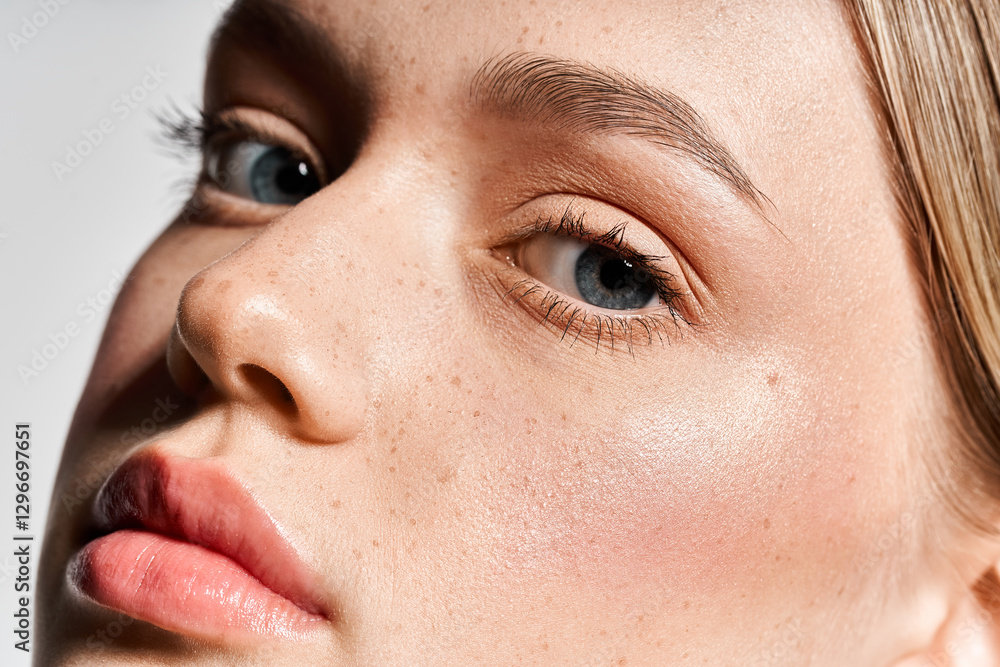 Fototapeta premium Captivating close up of a young woman showcasing chic beauty and effortless elegance in spring
