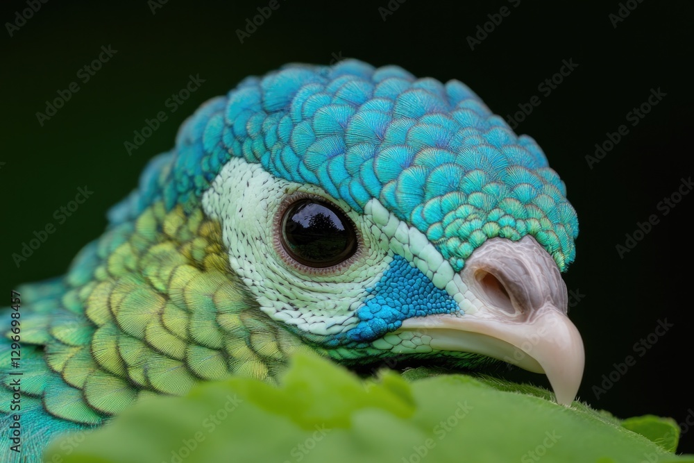 Obraz premium Vibrant bird with intricate feather patterns and striking blue-g