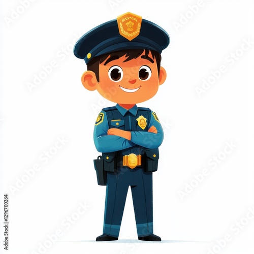 Cartoon Police Officer Character for Children's Educational Material