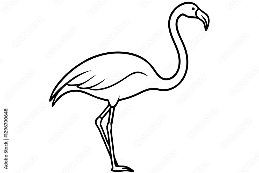 Minimalist Flamingo Illustration – Black and White Line Drawing, Sleek Curved Lines, Stylized Bird Design Minimalist Flamingo Illustration – Black and White Line Drawing, Sleek Curved Lines, Stylized Bird Design