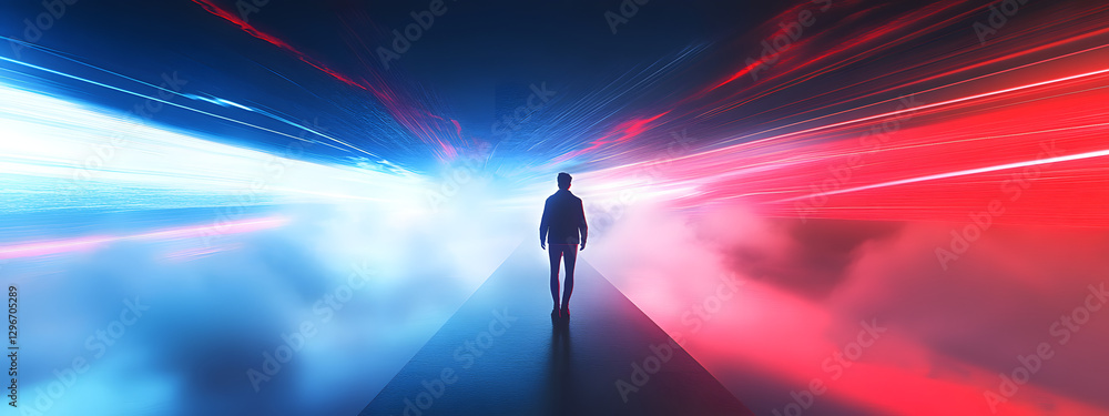 A dynamic and futuristic abstract background featuring streaks of red, blue, and white light, representing speed
A dynamic and futuristic abstract background featuring streaks of red, blue, and white light, representing speed