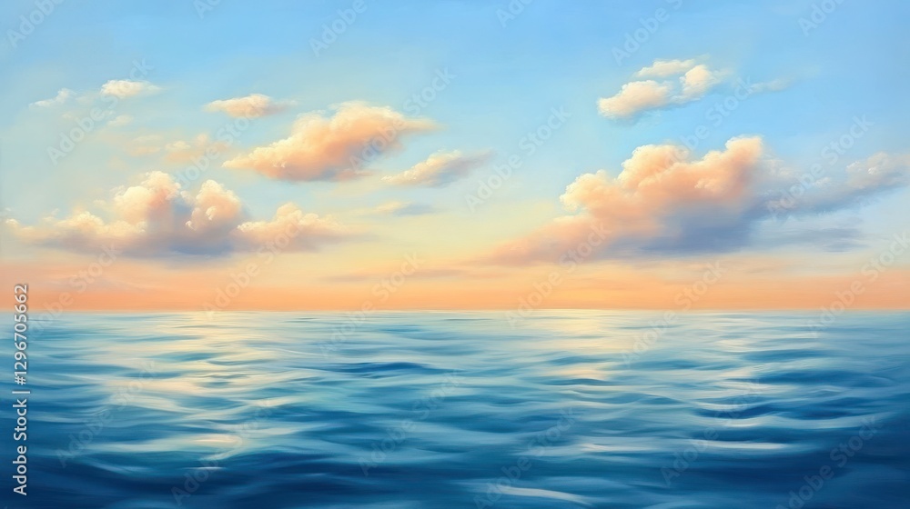 Fototapeta premium Radiant Sunset over a Calm Ocean Horizon