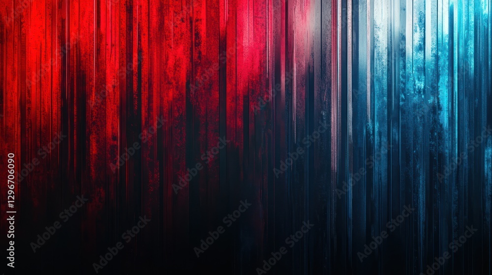 Red and blue forest at night, dark background, abstract art, website banner Red and blue forest at night, dark background, abstract art, website banner
