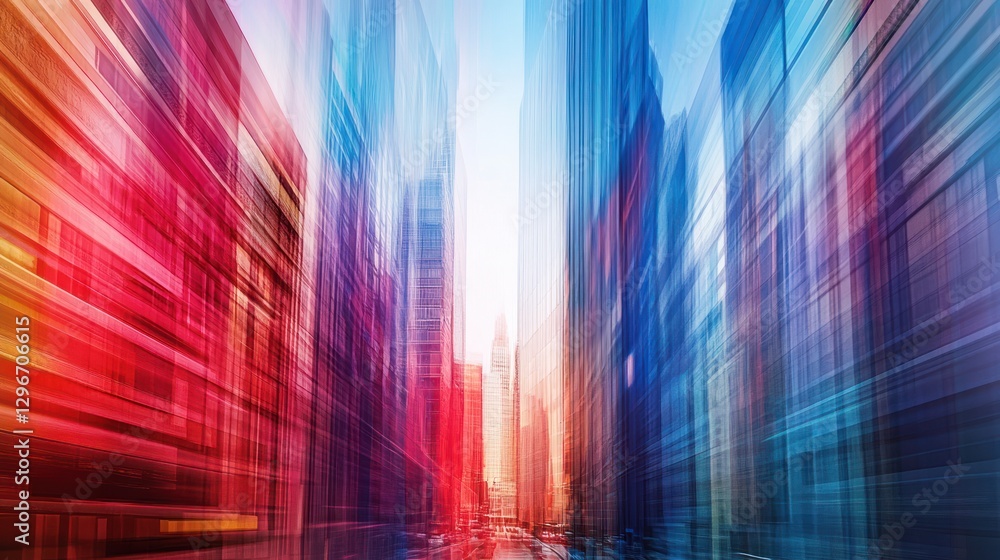 City street sunrise, motion blur, skyscrapers, urban landscape, website banner City street sunrise, motion blur, skyscrapers, urban landscape, website banner