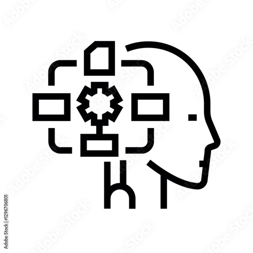 Machine Learning black line icon.