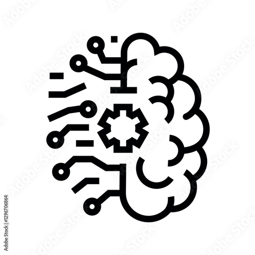 Deep Learning black line icon.