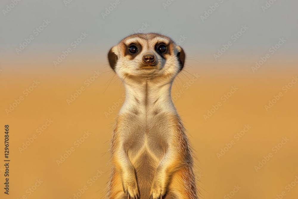 Fototapeta premium Alert meerkat stands upright, showcasing its curious expression