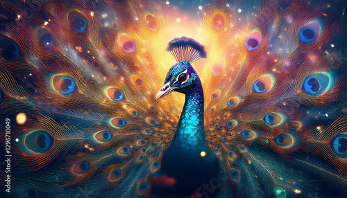 potrait of fantasy beautifull peacock