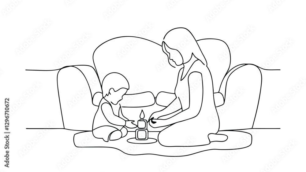Mother and Child Playing Together on the Sofa at Home Mother and Child Playing Together on the Sofa at Home