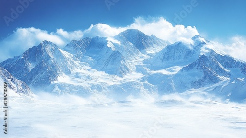 Wallpaper Mural Majestic snow-capped mountains under a vibrant blue sky. Torontodigital.ca