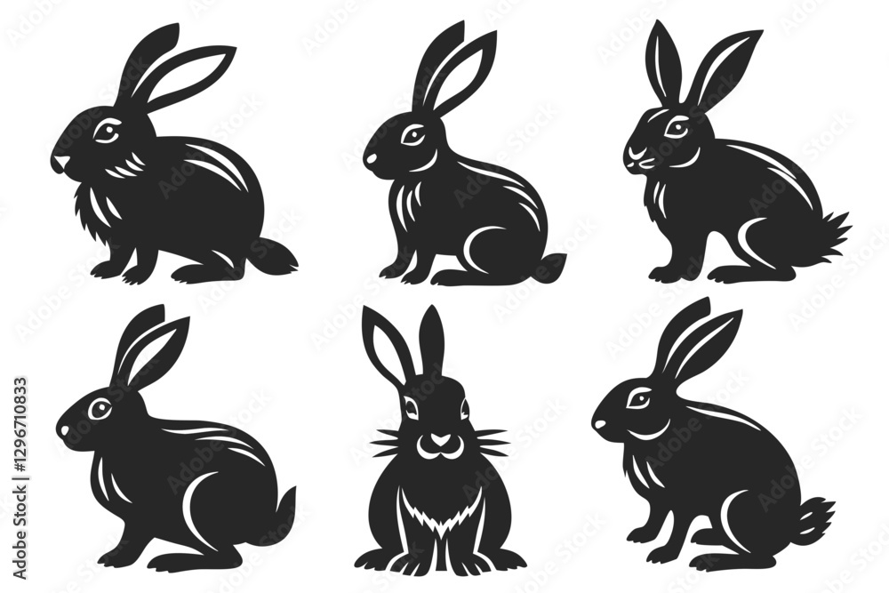 Fototapeta premium set of Rabbit Silhouette vector illustration