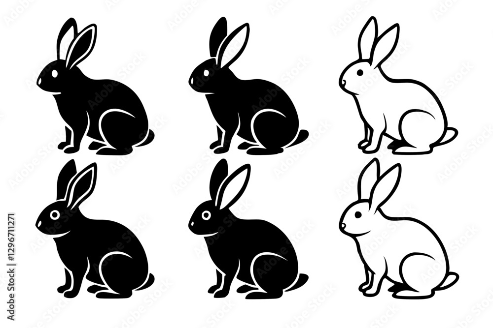 Fototapeta premium set of Rabbit Silhouette vector illustration