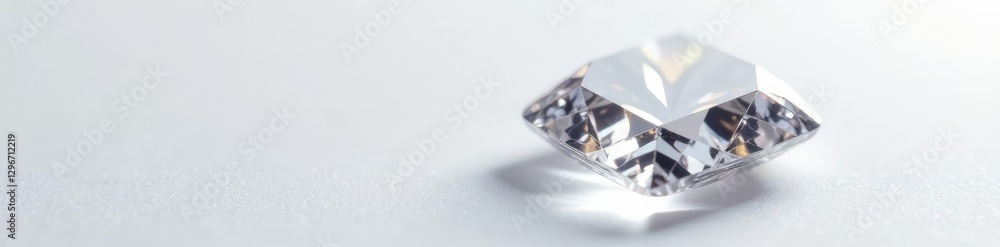 Fototapeta premium Diamond rectangle cut with precision facets on white, gemstone, shine