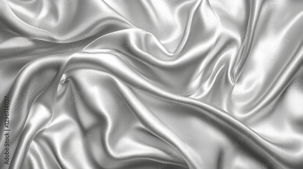 Fototapeta premium Exquisite white silk fabric flowing gracefully with a shimmering finish against a clean background