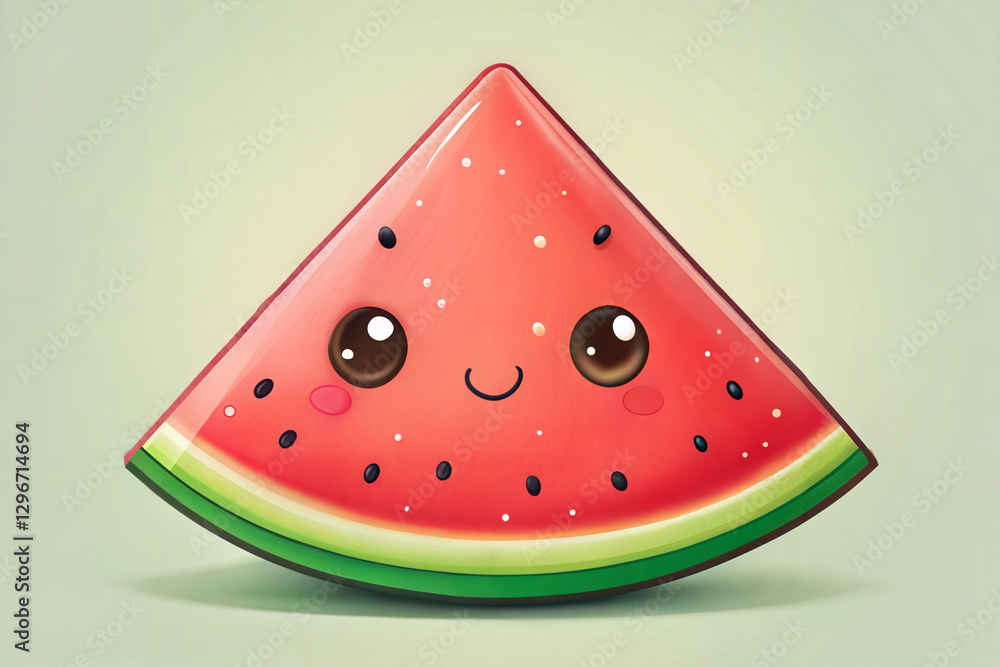 Cute watermelon slice with smiling face Cute watermelon slice with smiling face