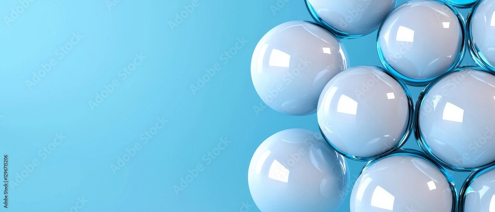 Abstract Blue Background with Glossy White Spheres Abstract Blue Background with Glossy White Spheres