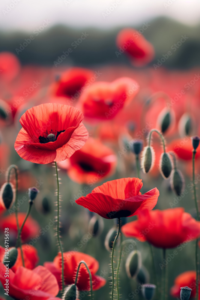 Obraz premium Vibrant Red Poppy Flowers in Bloom – Spring and Summer Nature Concept