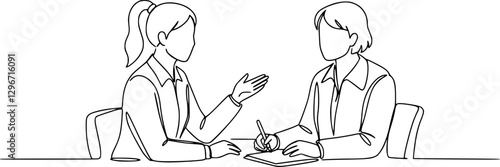 Single continuous line drawing of Workers from agency workers who are serving customers. Dynamic single line draw design graphic vector illustration.
