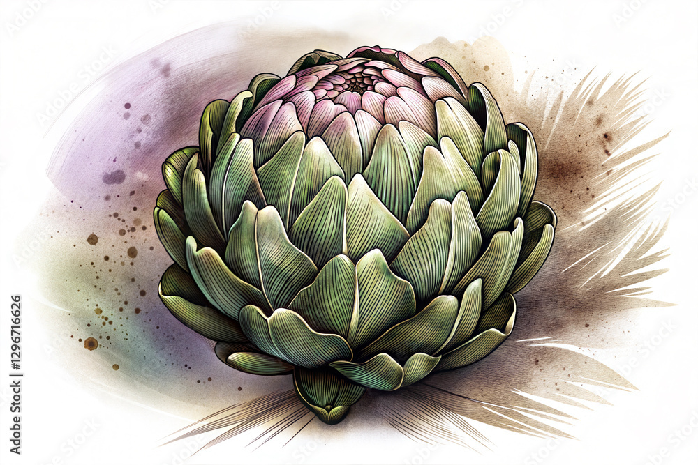 Fototapeta premium Fresh artichoke with detailed texture 