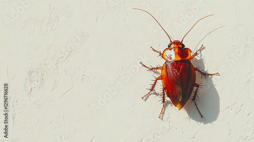 Wallpaper Mural Top-down angle of a cockroach scurrying on a bright white surface Torontodigital.ca