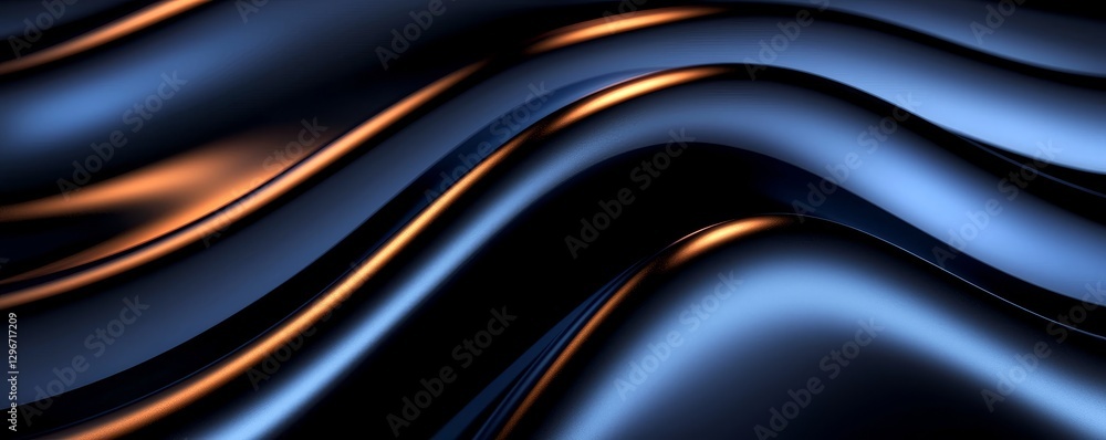 Abstract Dark Blue and Gold Metal Waves Abstract Dark Blue and Gold Metal Waves