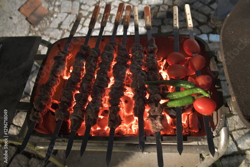 Shish Kebab Barbeque on Charcoal