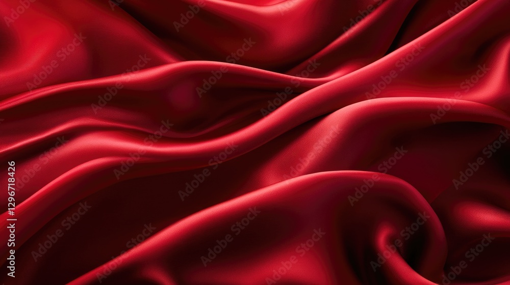 Obraz premium Wavy red fabric background with luxurious soft folds